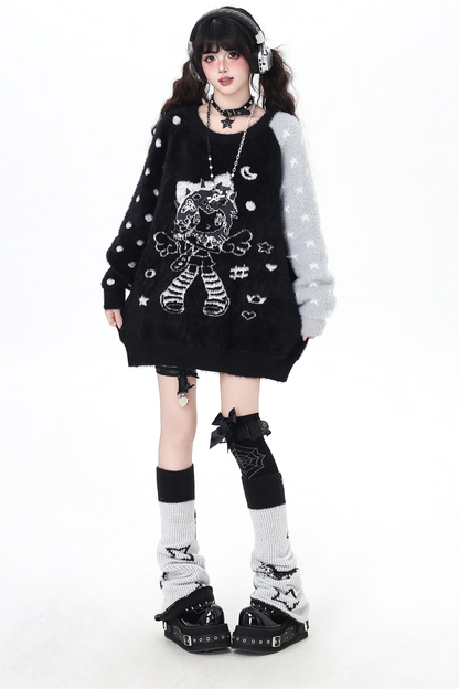 エンジェルバイカラールーズオーバーセーター