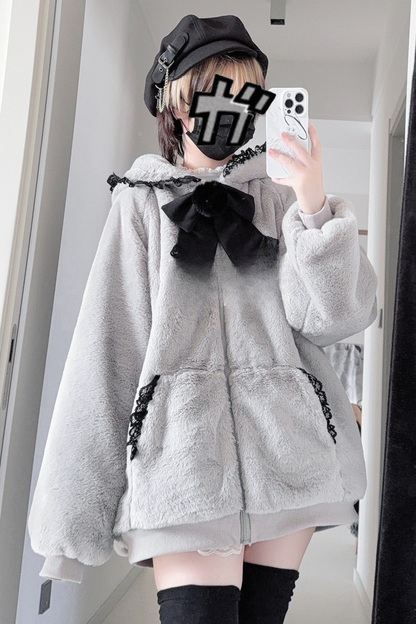 Snow Mouse Lace Fur Coat