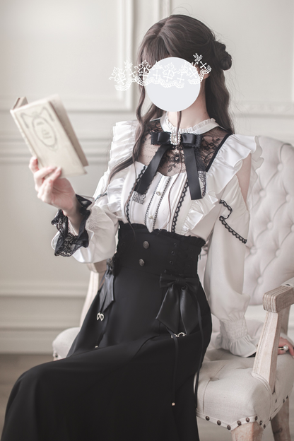 リボンオフショルシャツ+エレガントマーメイドスカート