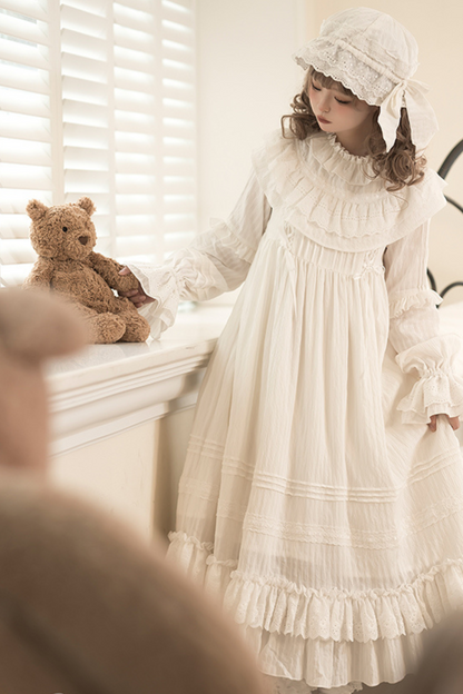 クラシカルピュアホワイトドールドレス+ベビーハット