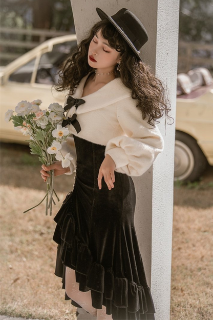 Mermaid Asymmetrical Camisole Dress + Ribbon Jacket