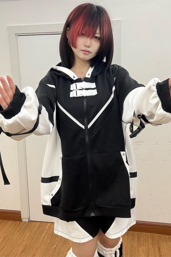 【天使界隈】サブカルチャーアクアフードトップス+ショートパンツ+レッグカバー