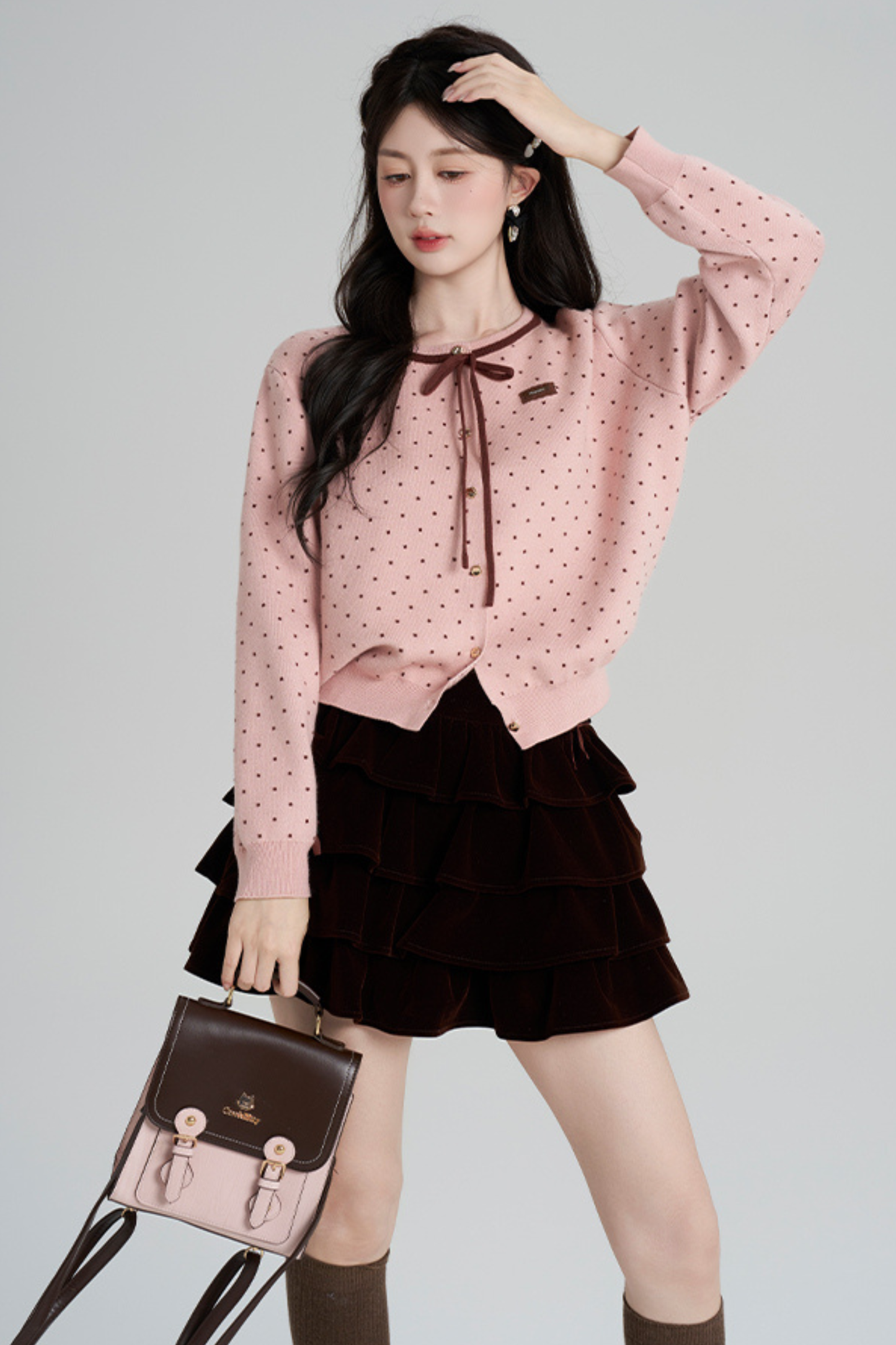 ドットフレンチニットカーディガン