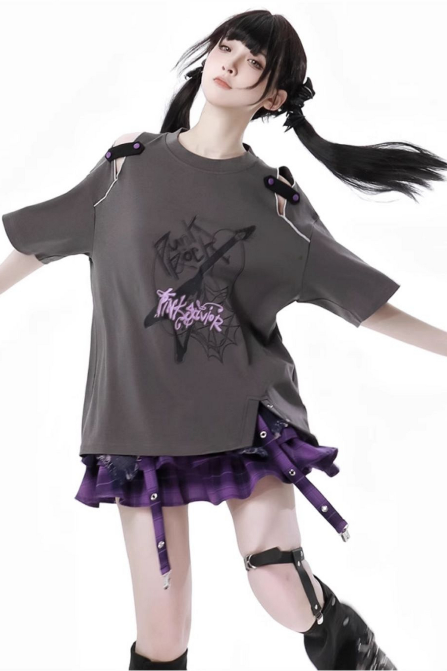 ナイトスケータースカート+ダークトップス