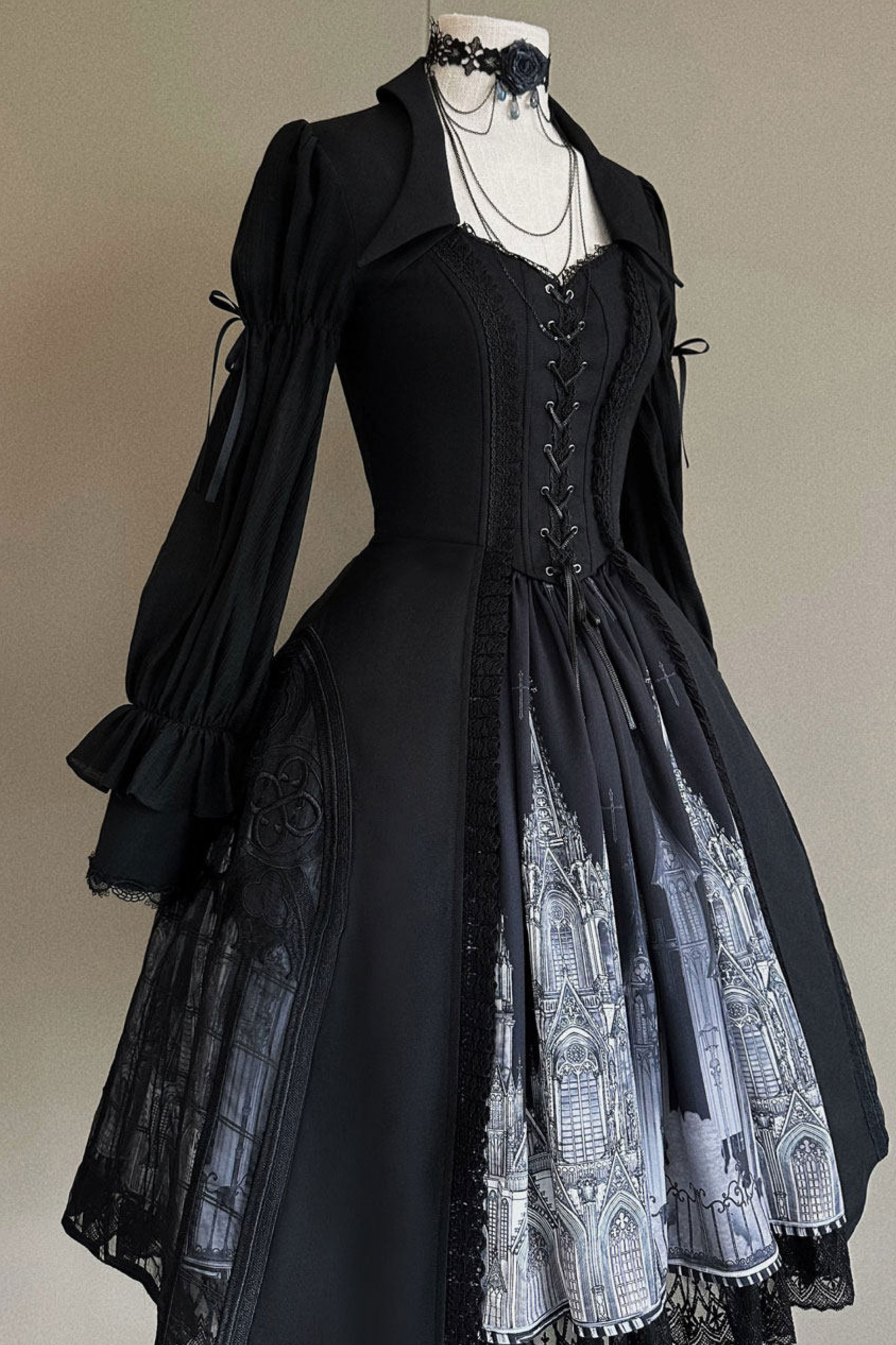 Gothic Lolita Jumper Skirt + Dark Top + Girdle