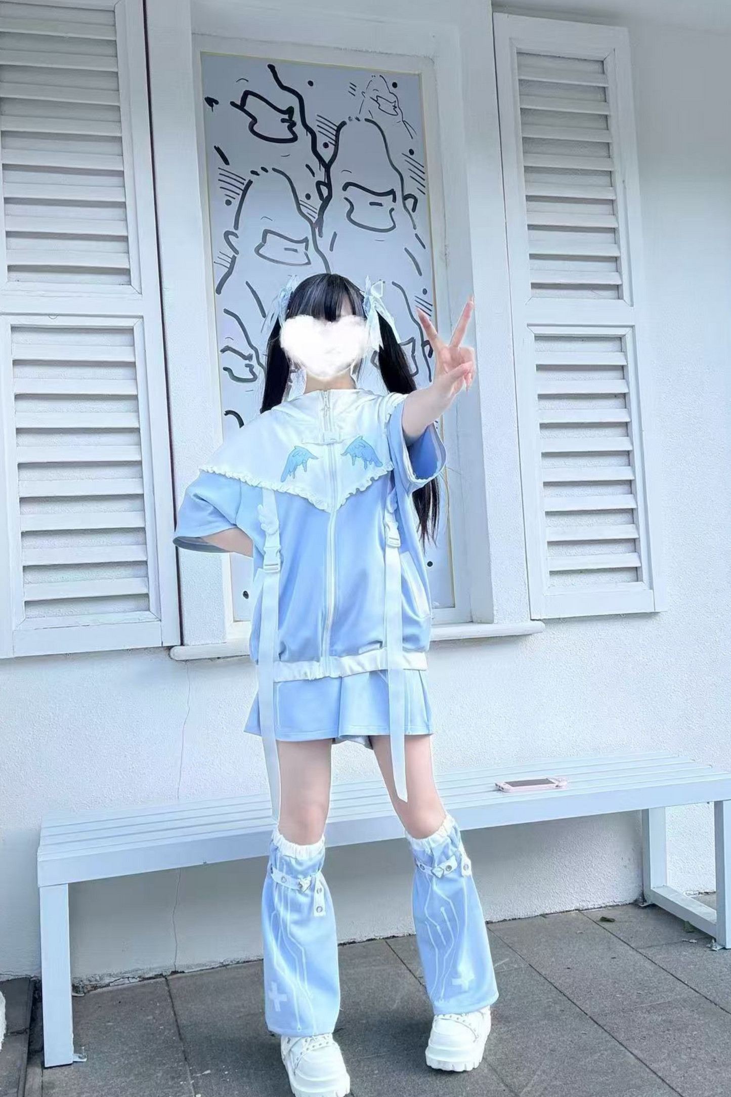 アクア天使サブカルチャーフードジャケット+パンツ+レッグカバー