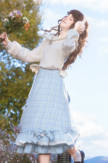 レースドールカラーリボントップス+スカート