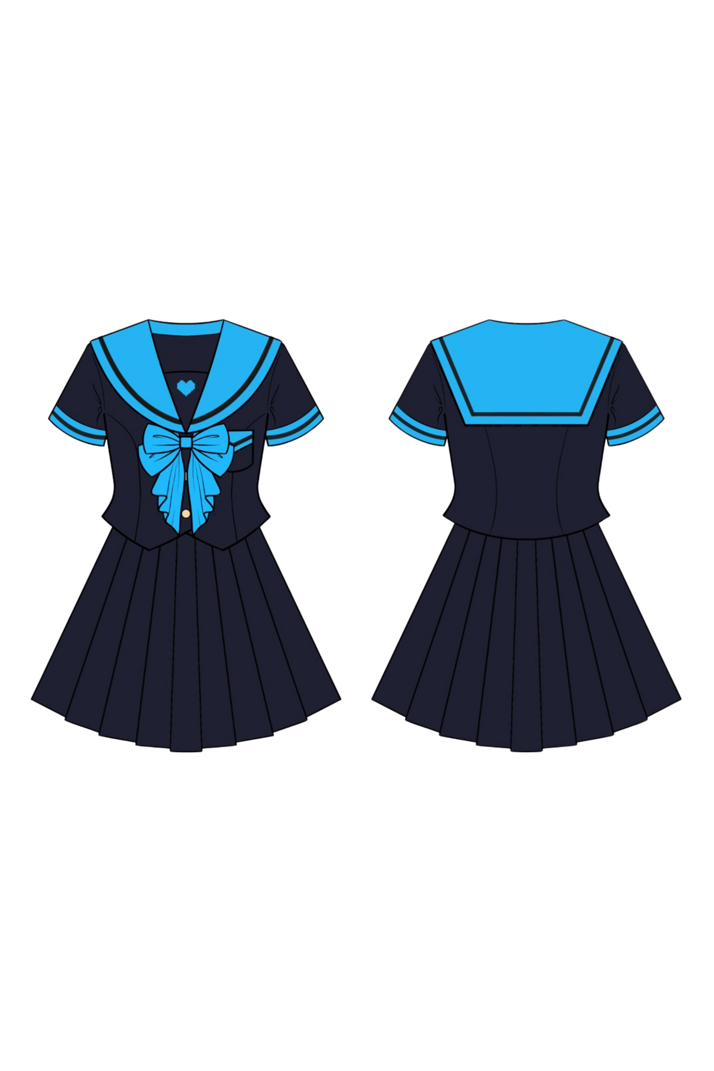 アニメーションヒロインセーラートップス＋プリーツスカート＋レッグカバー