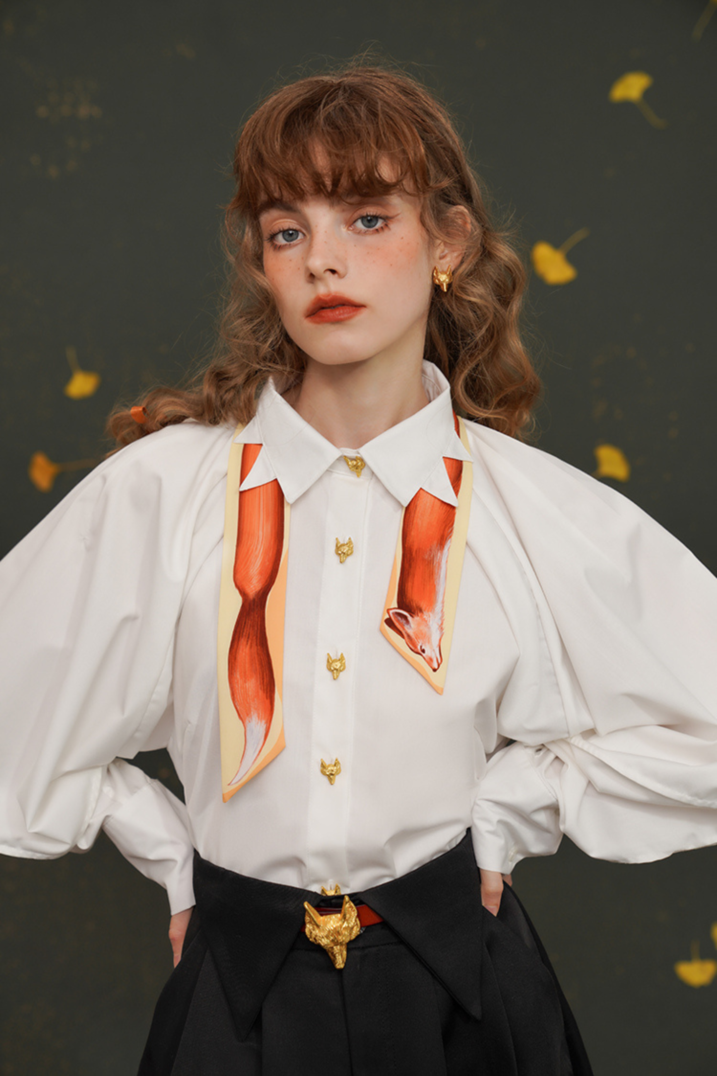 Fox Narrow Silk Scarf