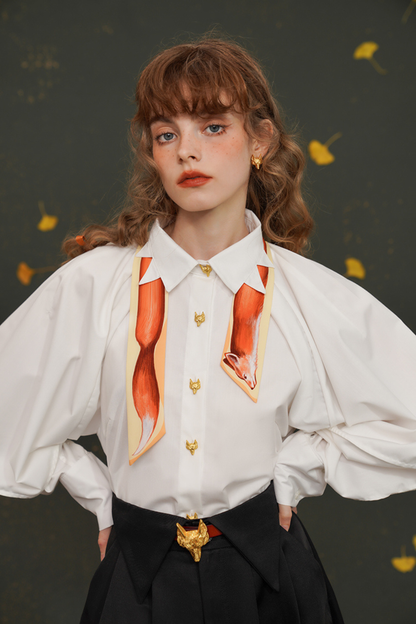 Fox Narrow Silk Scarf