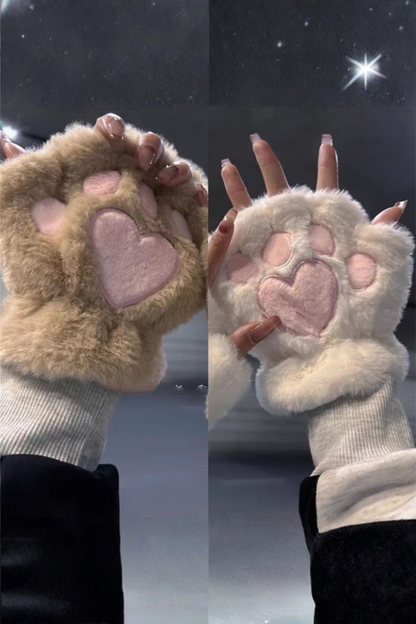 プラッシュハートハーフフィンガーグローブ