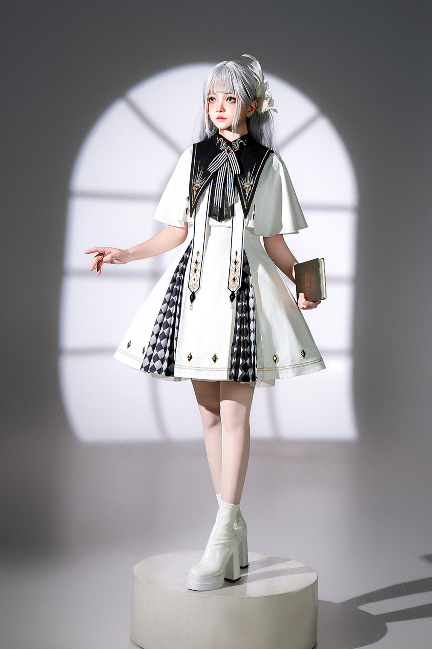 Real Aigothic Style Lolita Dress + Cape + False Collar