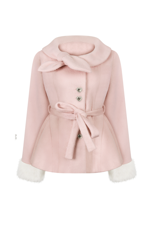 Knit Cardigan + Staggered Lattice Dress + Wool Jacket