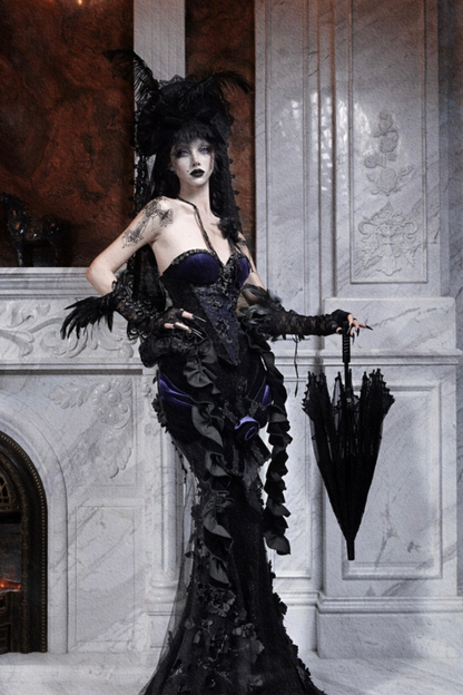 Gothic Gorgeous Diamond Velvet Slim Corset