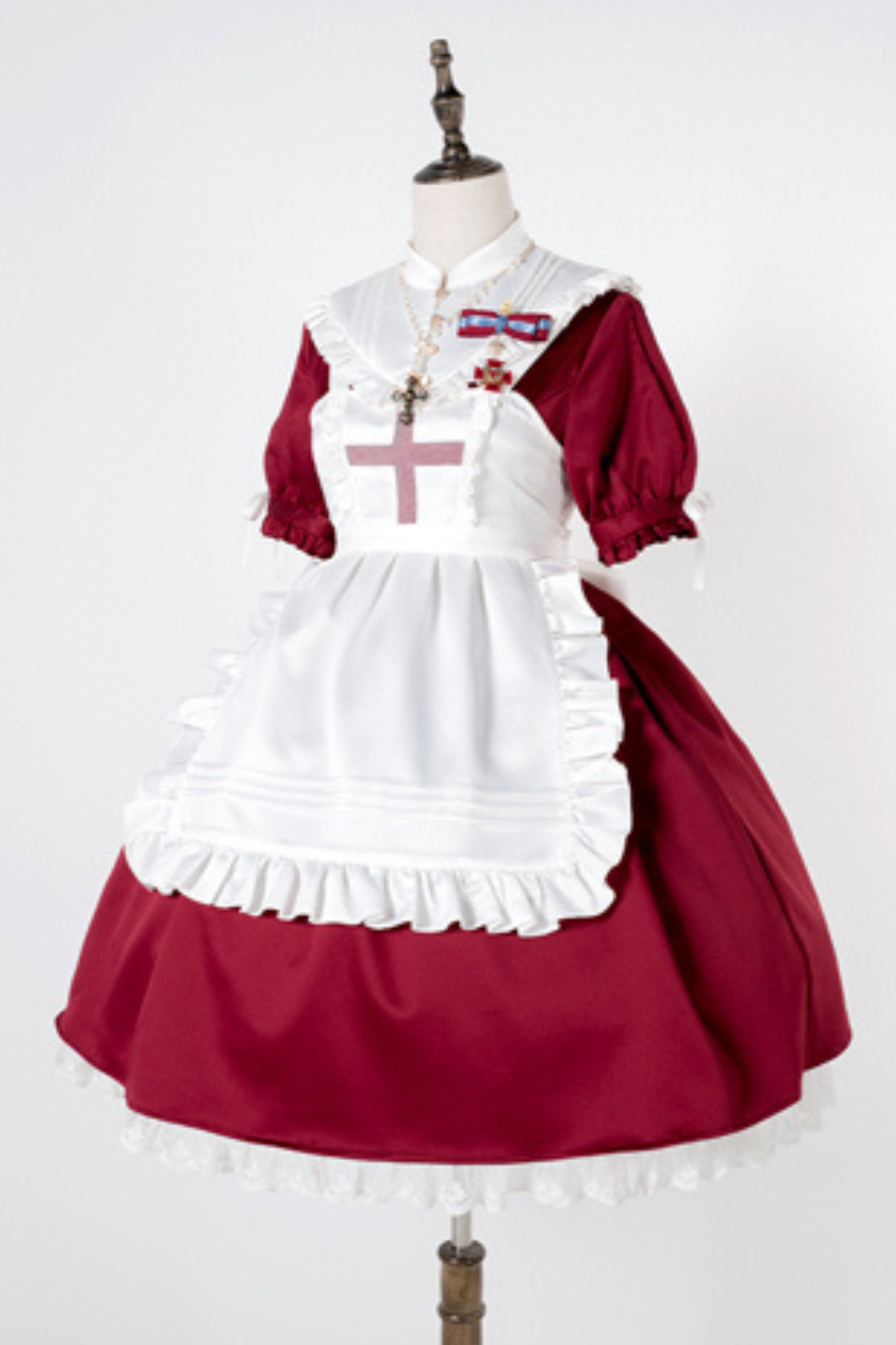 ランタンエンジェルメイドロリータドレス＋エプロン＋つけ襟