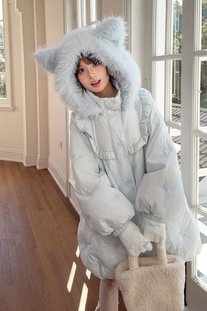 キャットルーズフードダウンジャケット