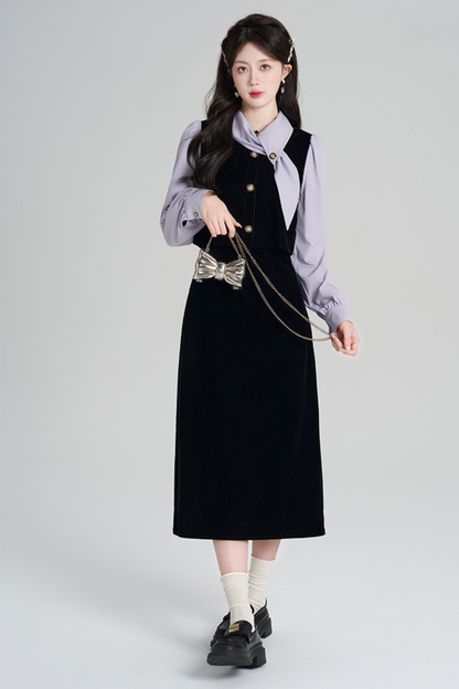 フレンチコントラストレトロドレス