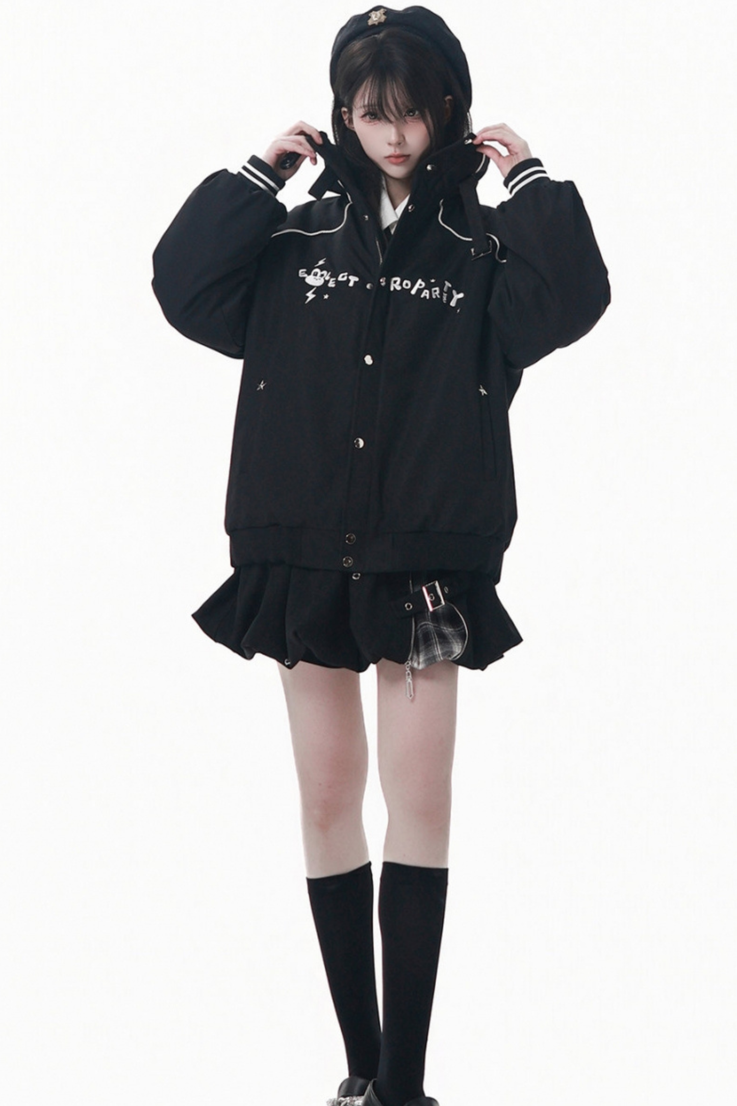 モードダークジャケット+シャツ+ロングスカート+ショートスカート