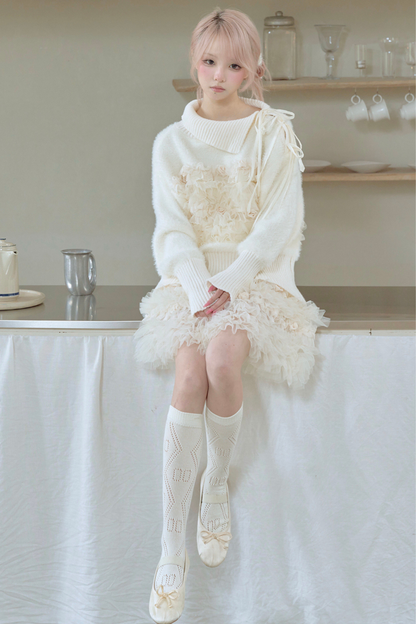 ローズメッシュレイヤードスカート