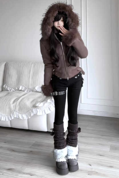 Y2K Fur Hooded Jacket