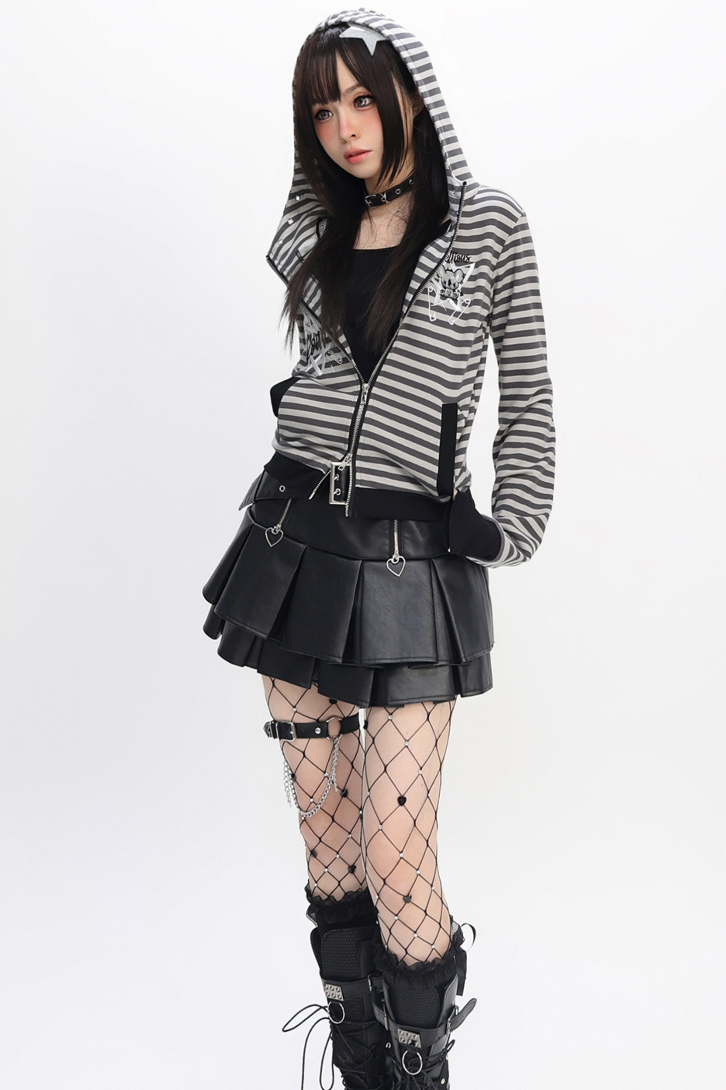 Border Tight Hooded Zipper Hoodie