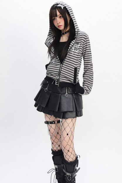 Border Tight Hooded Zipper Hoodie