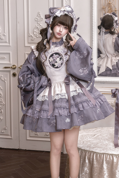 チャイナフリルドレス+ベスト+ヘアバンド