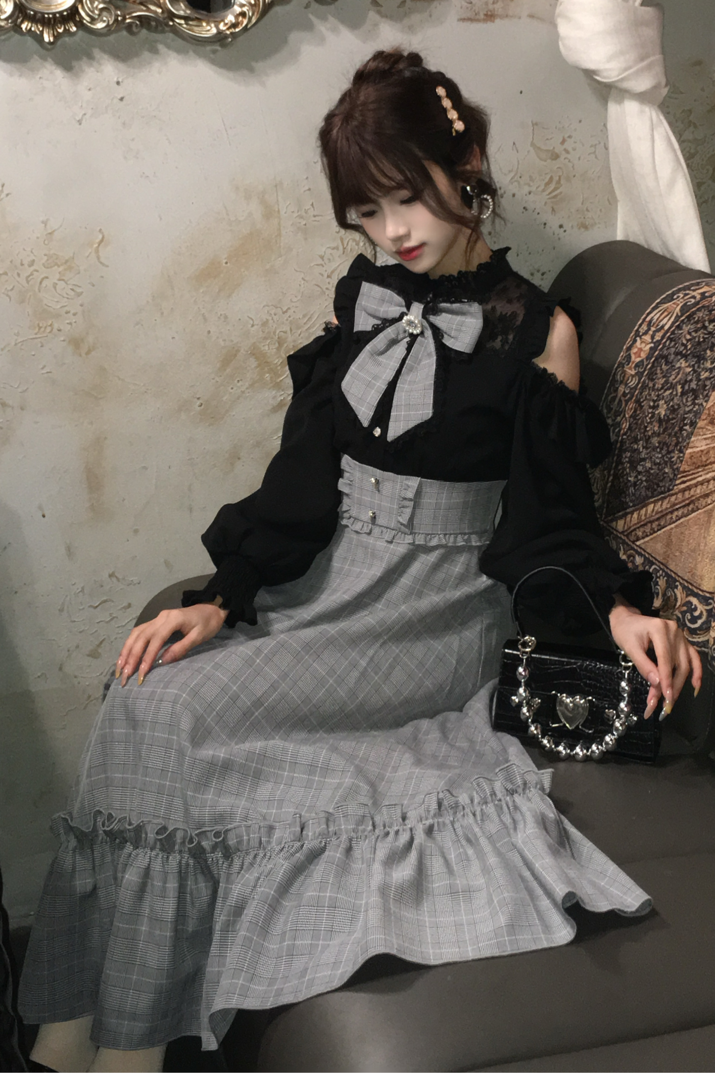 Mine Cute Bicolor Ribbon Dress