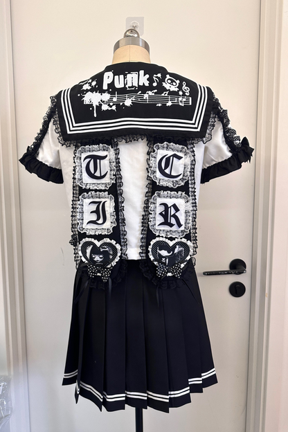 キャンパスセーラーパンクトップス+スカート