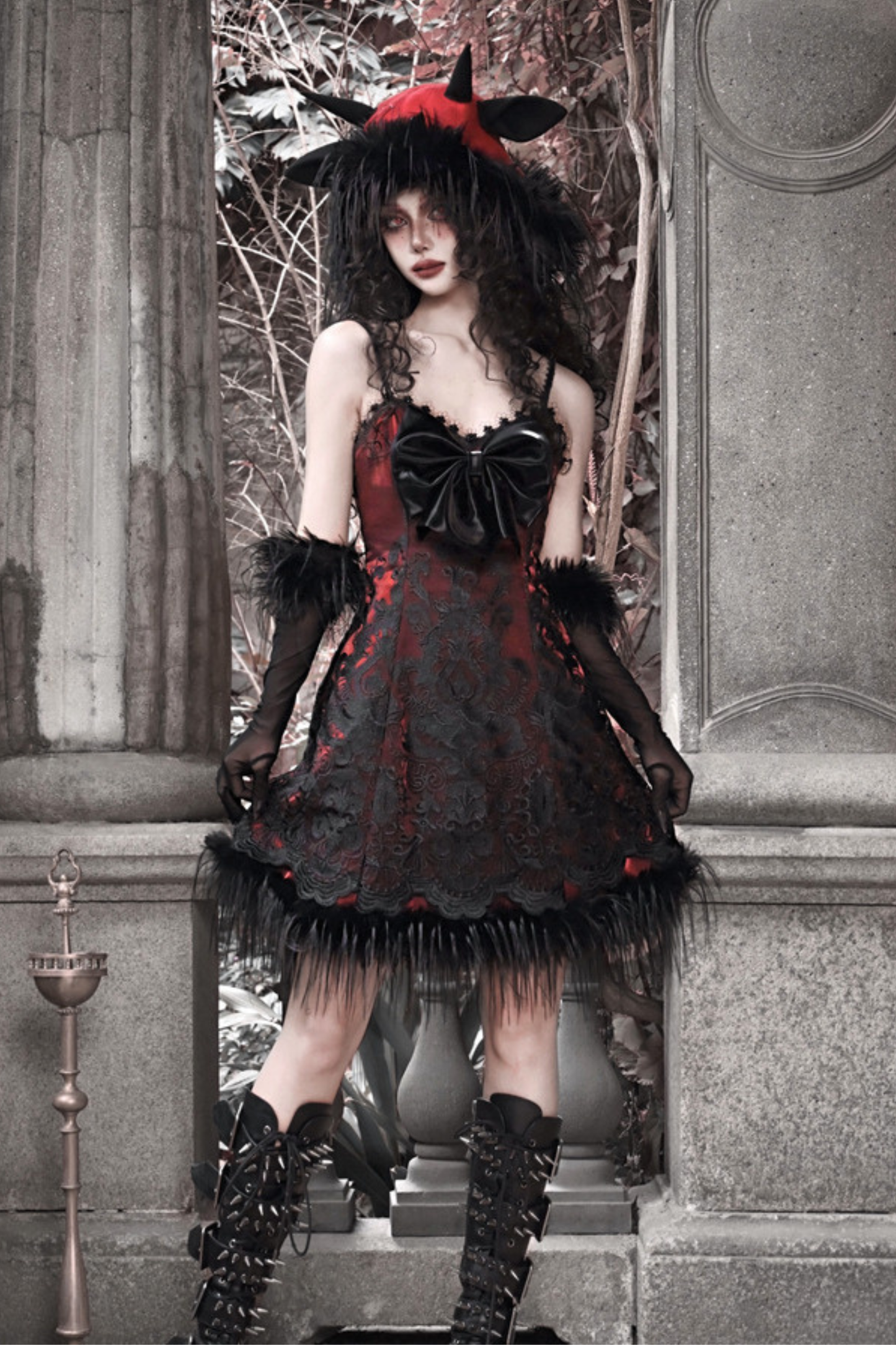 ダークゴシックスリムスリップドレス