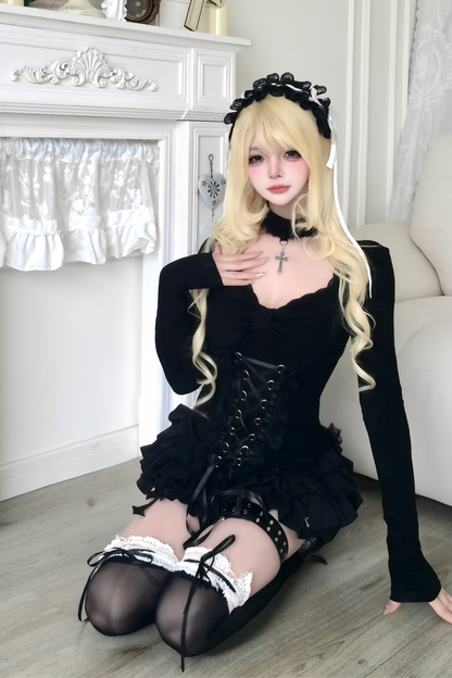 Lace Patchwork Dark Top