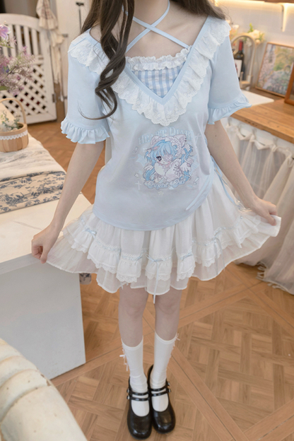 猫スイートブルートップス＆スカート