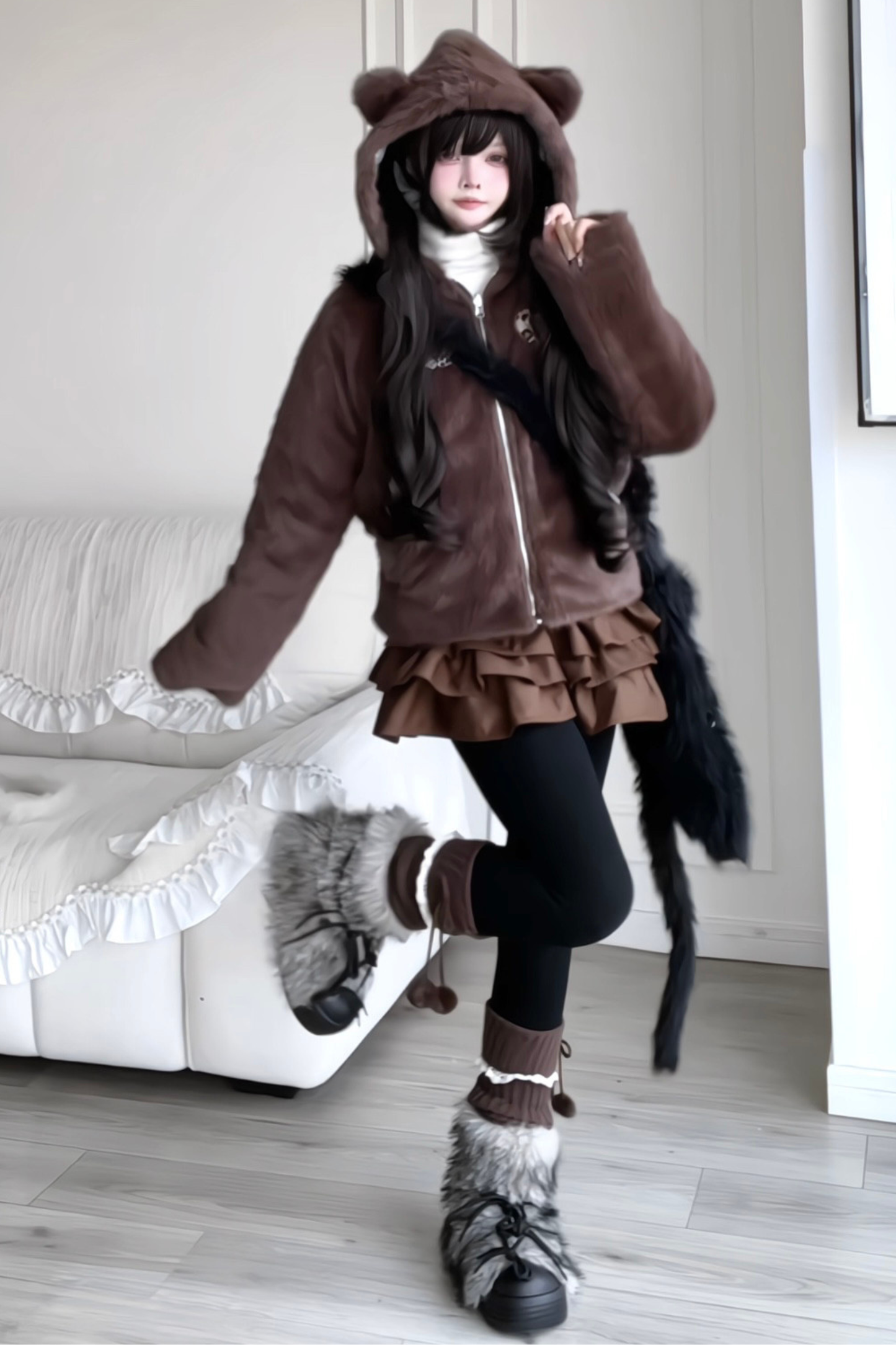 Animal Fur Reversible Zip Jacket