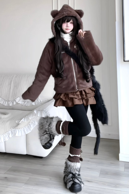 Animal Fur Reversible Zip Jacket