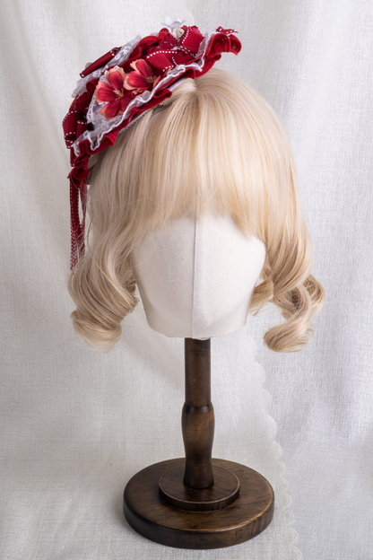 レースステッチロリータヘアバンド+ハットクリップ