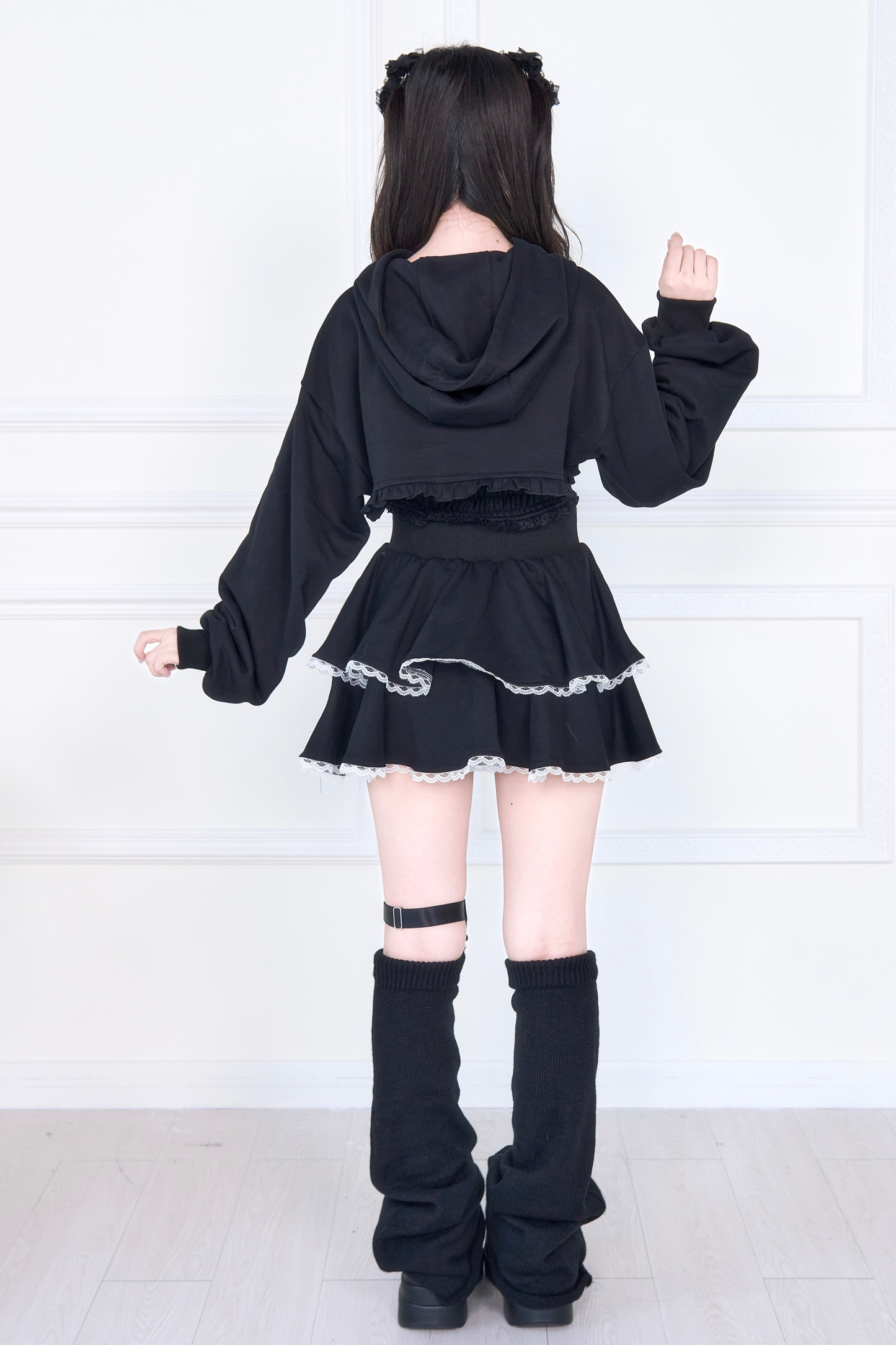 リボンベスト+ショートスウェット