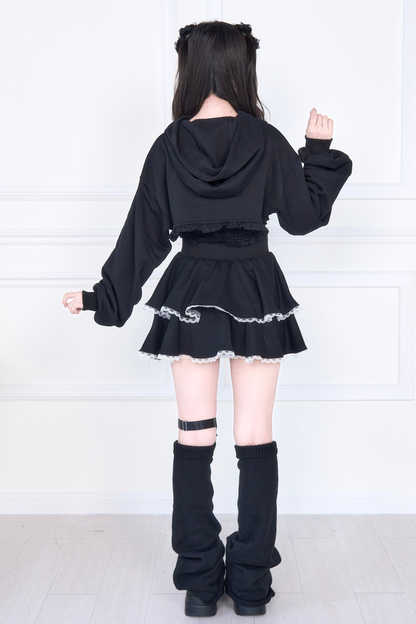 リボンベスト+ショートスウェット