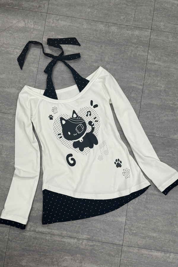 Cat Off-the-shoulder Tops