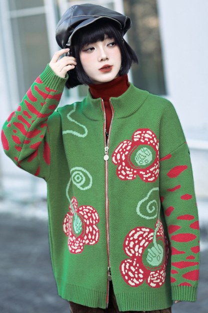 Rafflesia Flower Pop Zip Cardigan