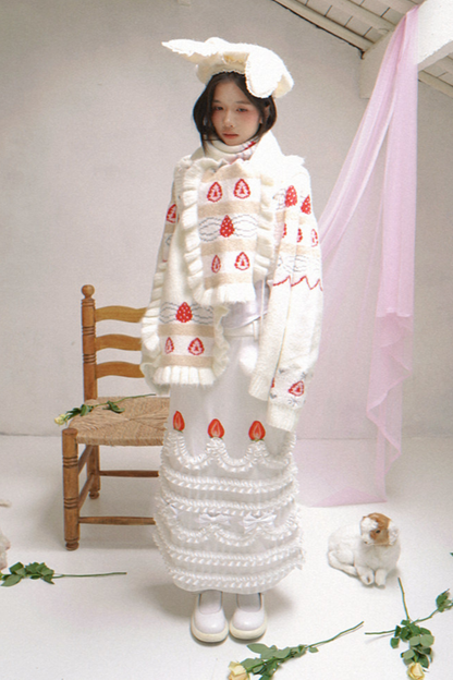 ストロベリーケーキプリントスカート