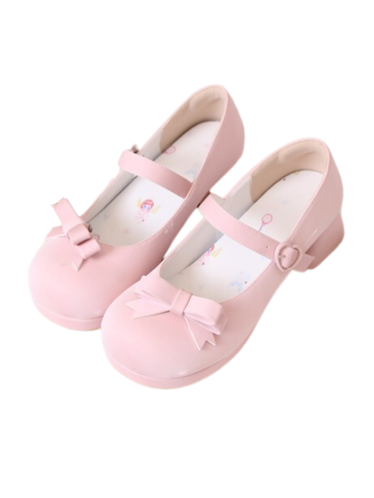 Lolita Round Toe Ribbon Mary Jane Heels