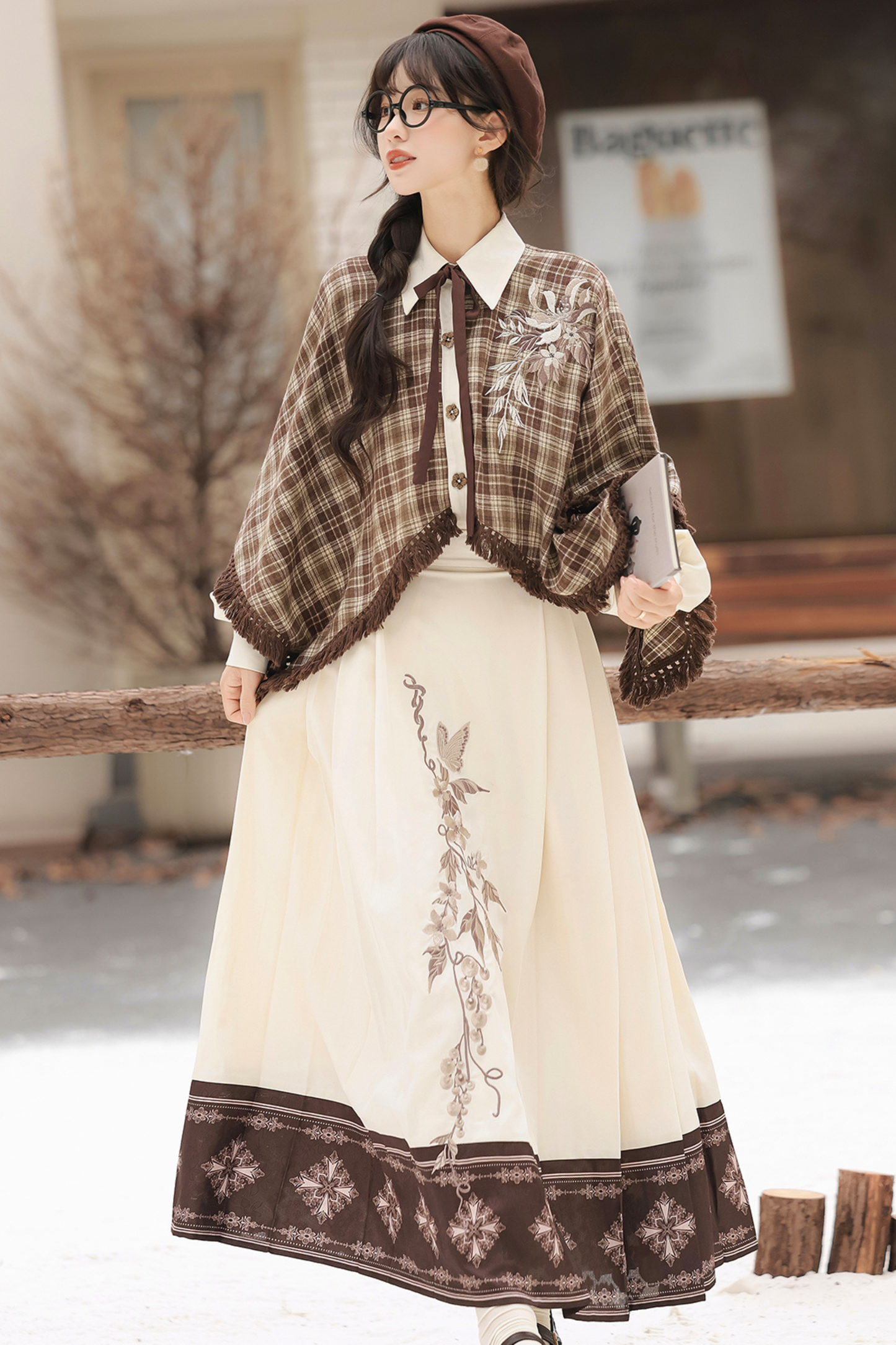 レトロチェックトップス＋スカート