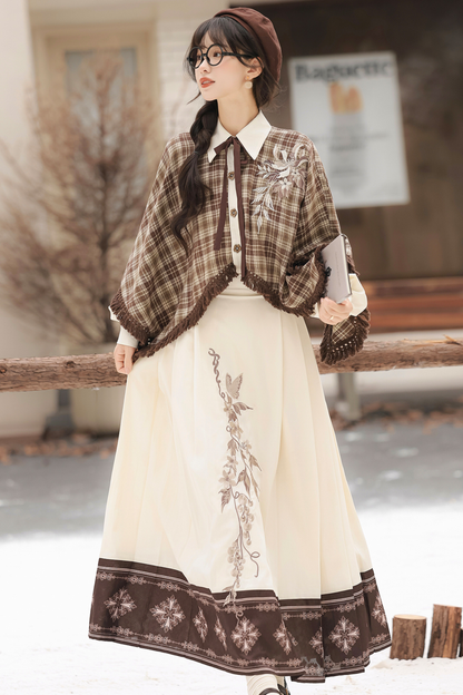 レトロチェックトップス＋スカート