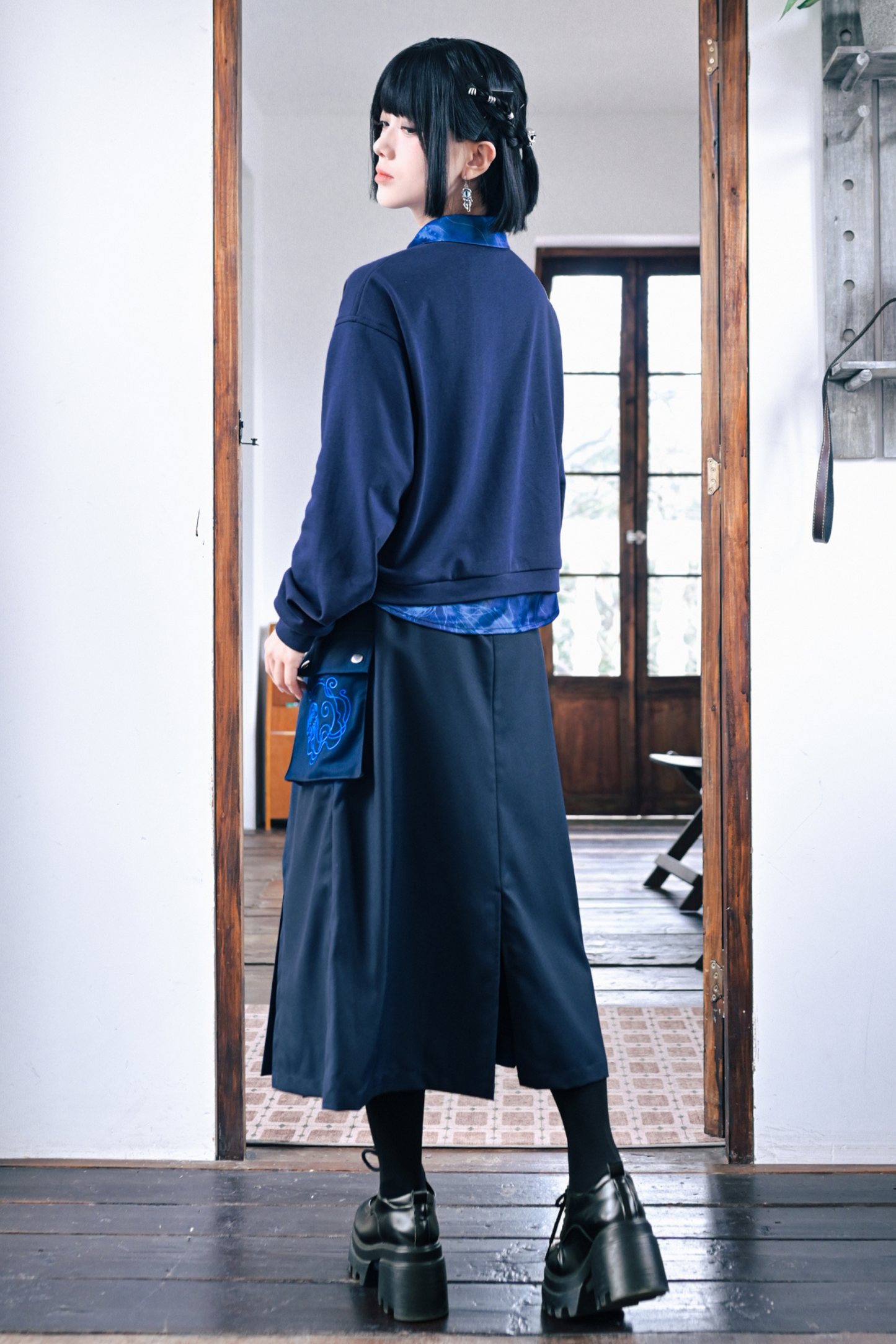 Slimming Jellyfish Stitch Pleated Skirt