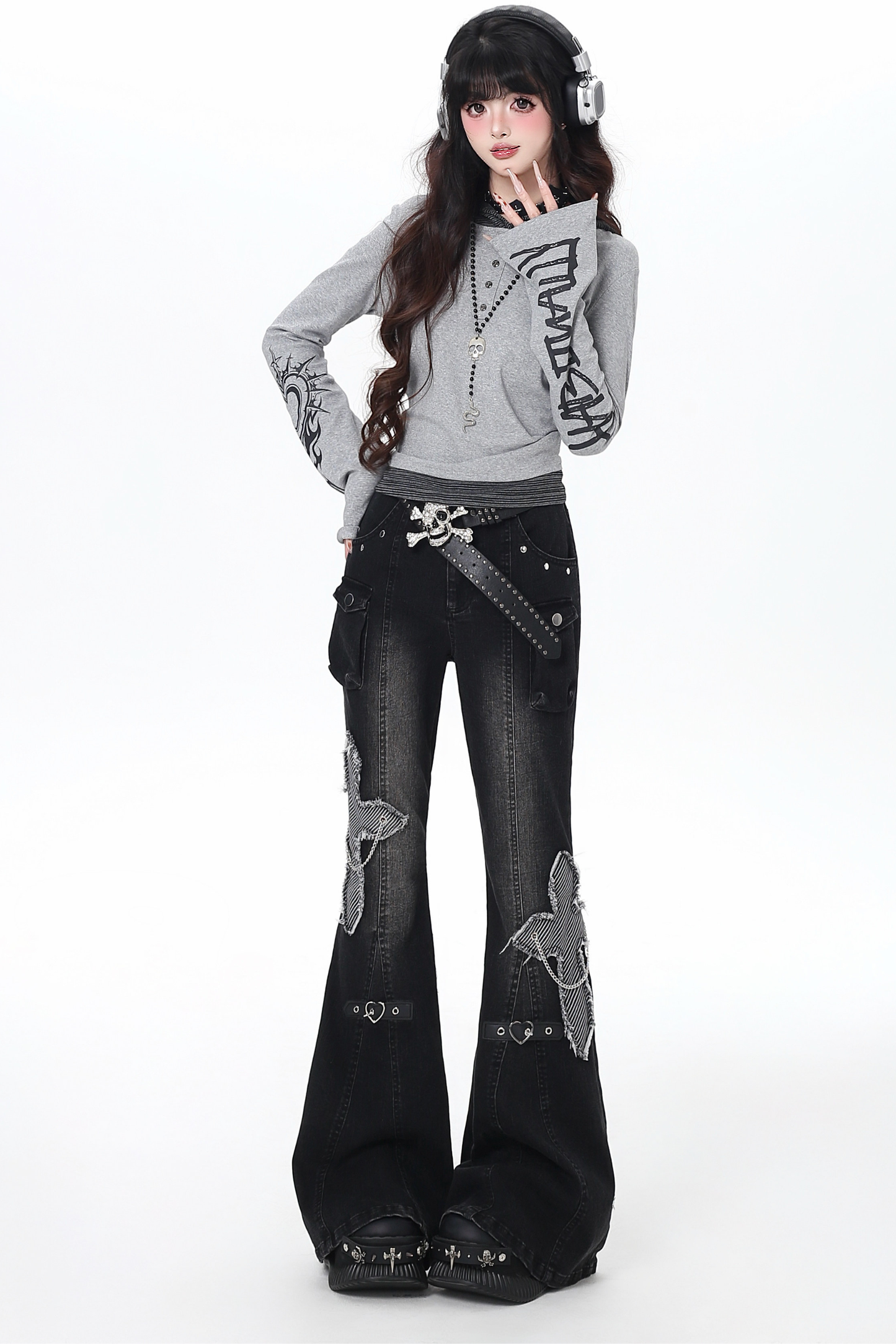 Pantaloni in denim incrociati retrò