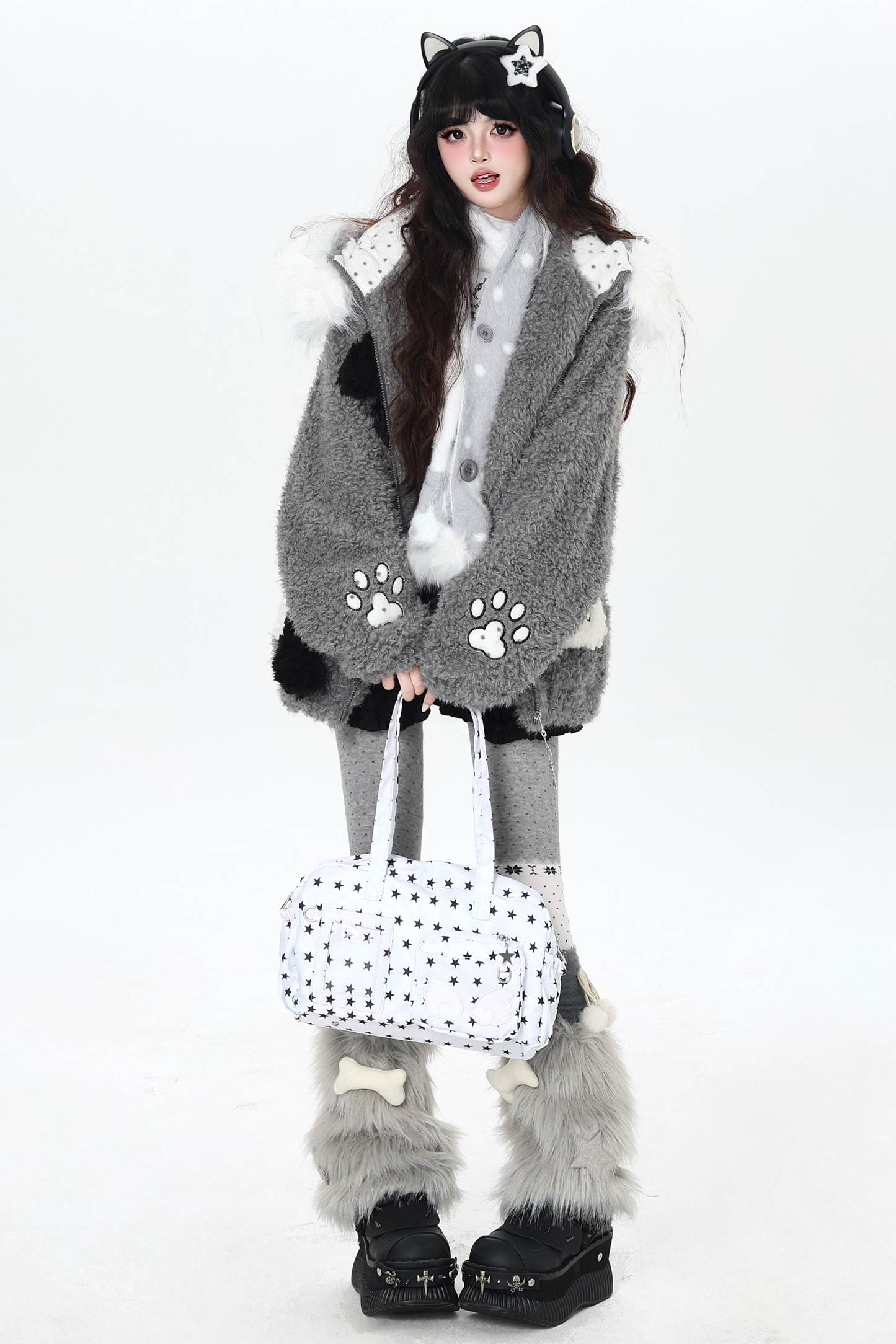 Cat Ear Fleece Hooded Outerwear