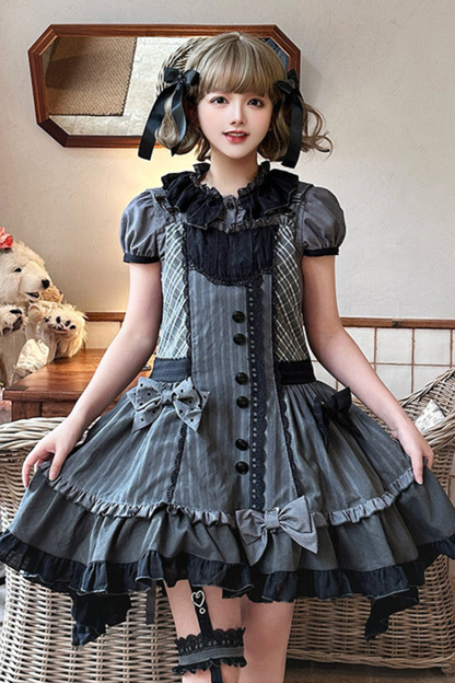 Striped Skirt + Leg Ring + Shirt