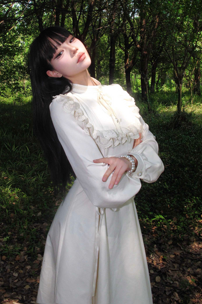 French Retro Elegant Lace Long Dress