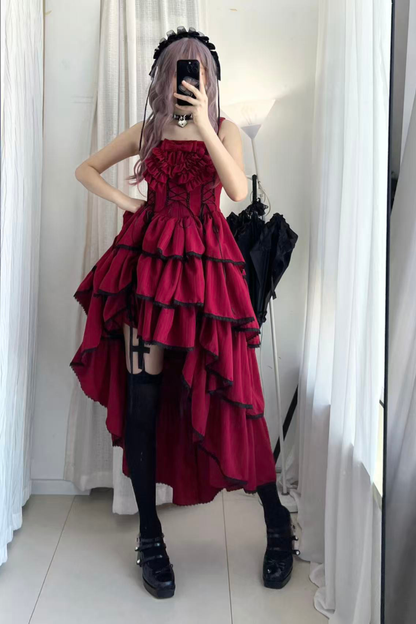 Wine Red Night Jumper Skirt + Shirt