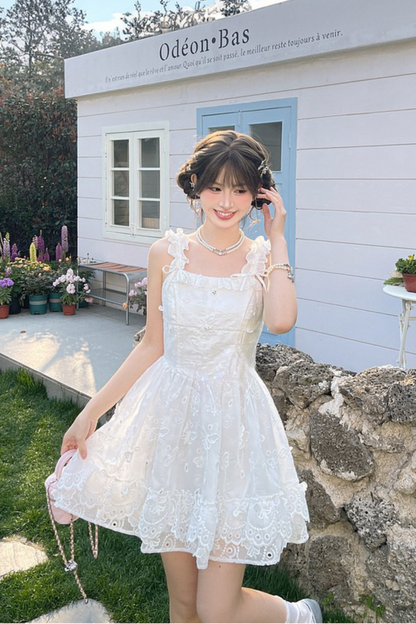 Sweet Style Pure White Girl Puffy Dress